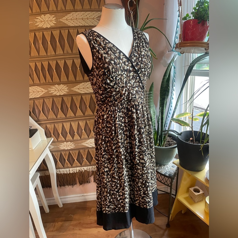 Vintage Abstract Pebble Print 'Talbots' Pure Silk Sleeveless Dress